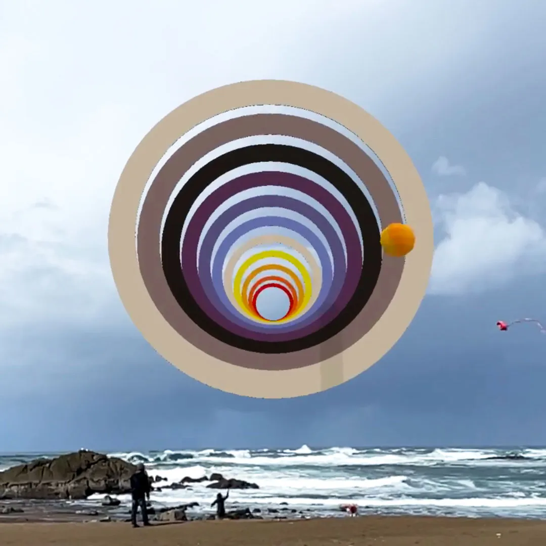 Heather Dunaway Smith: Concentric rings over a beach, AR