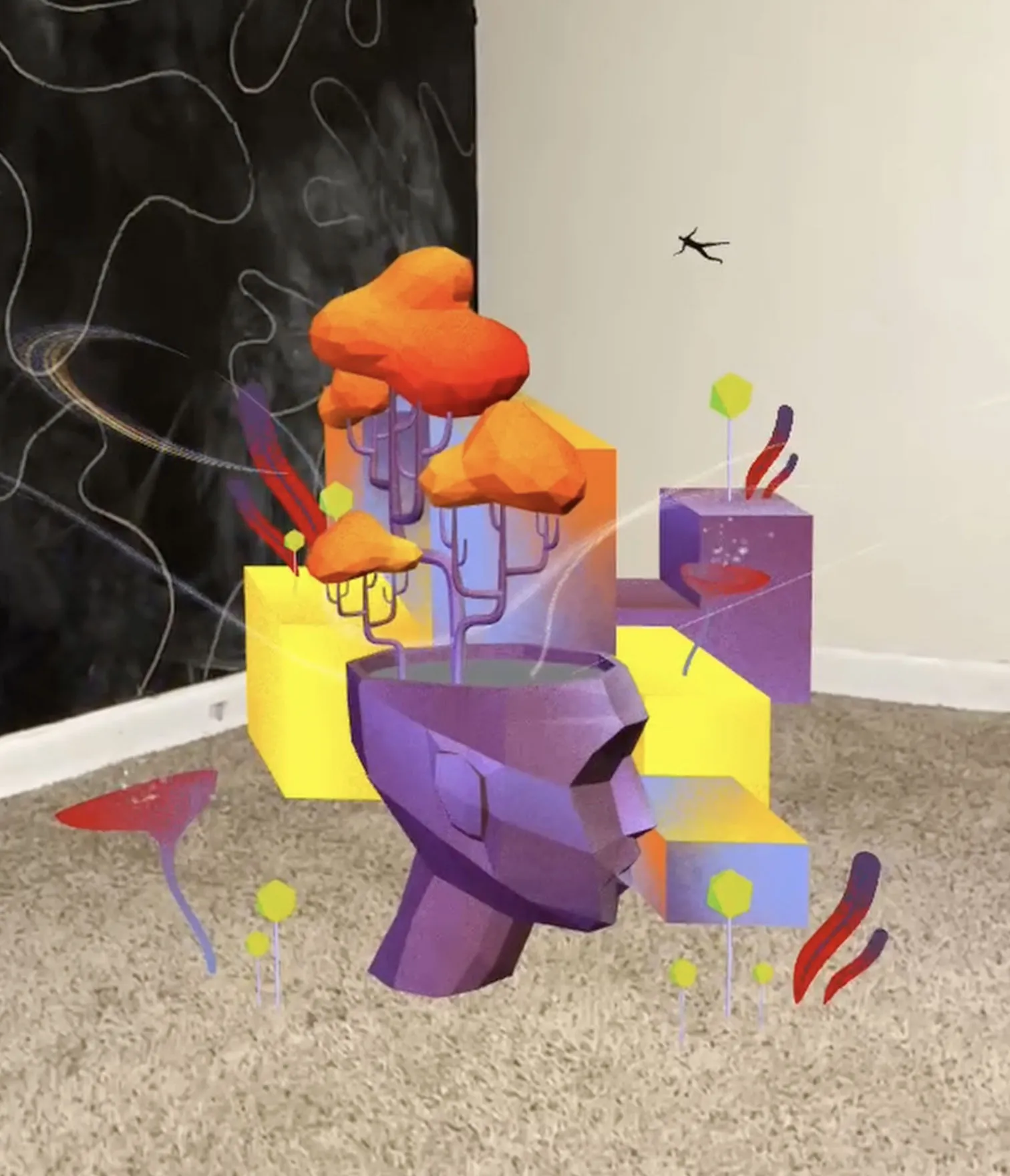 Heather Dunaway Smith: Headpool, AR sculpture in a room