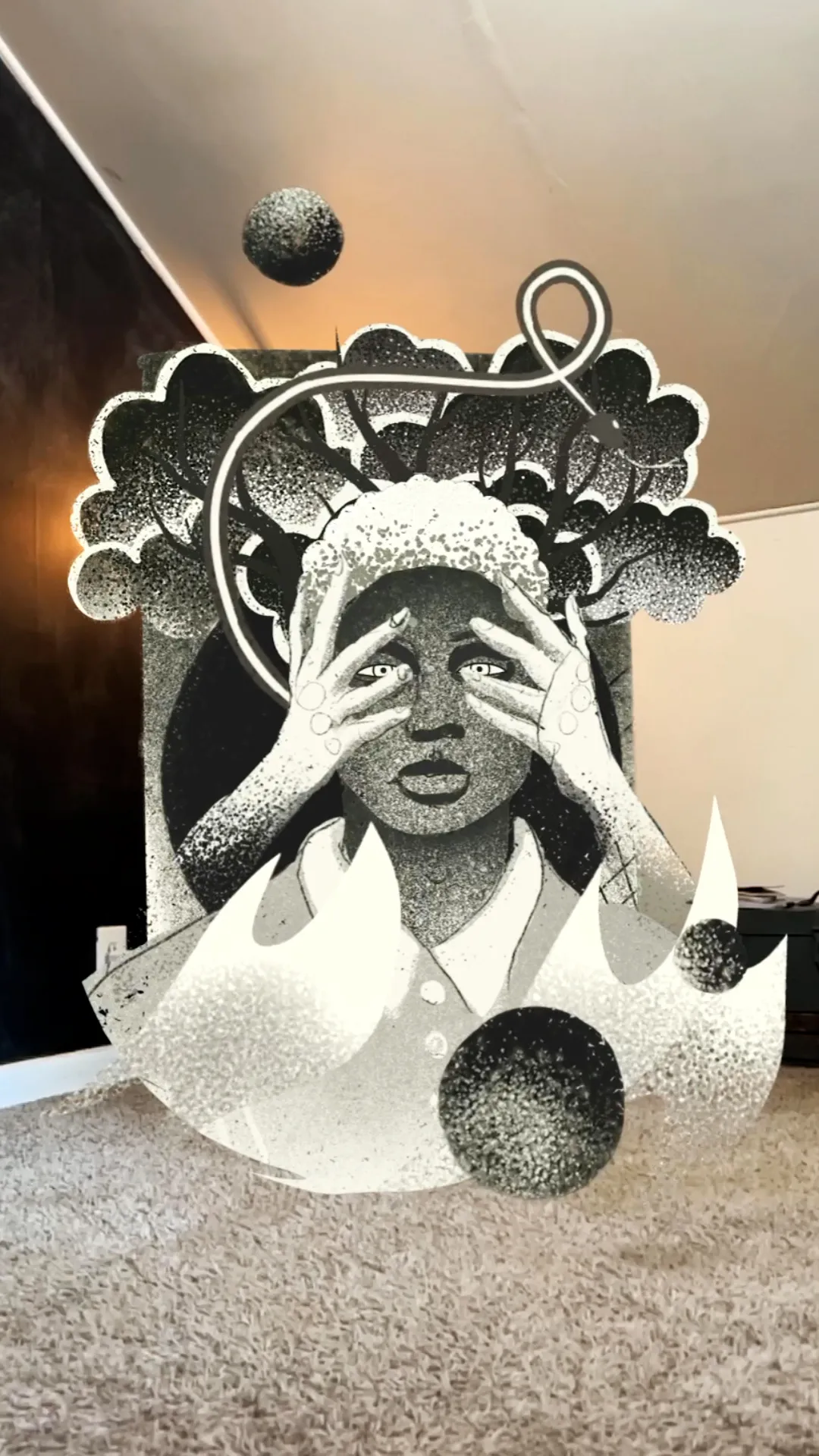 Heather Dunaway Smith: White Washing, AR over a stippled portrait